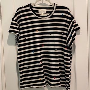 The GREAT Striped Multicolor Heart Boxy Tee